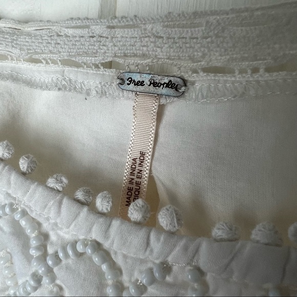 - Free People White Crocheted snd Beaded BoHo Top - Picture 7 of 13